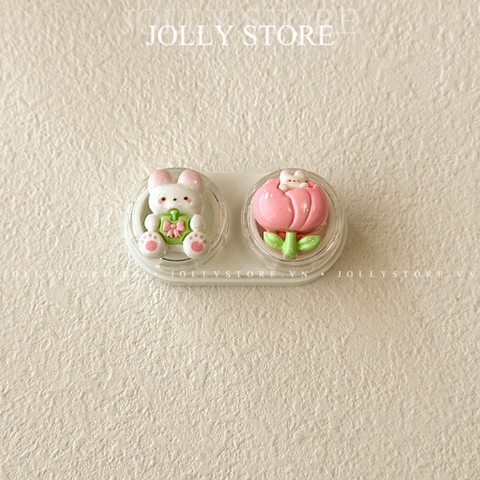 Khay đụng lens xinh xắn gán thú JOLLY kèm dụng cụ đeo