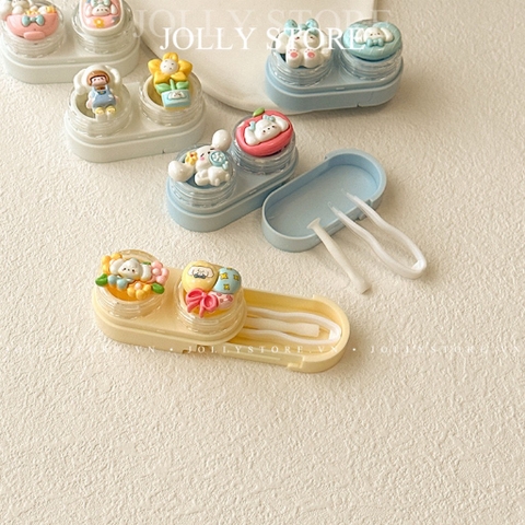 Khay đựng lens dễ thương gắn thú JOLLY kèm dụng cụ đeo