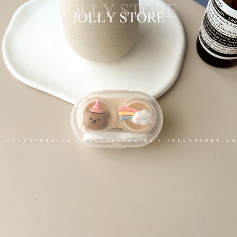 Khay đựng lens gắn thú hộp tròn JOLLY kèm dụng cụ đeo