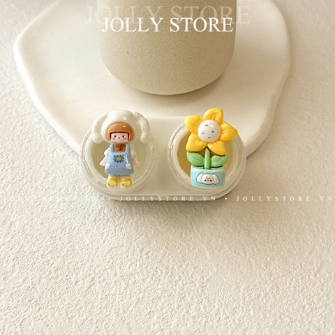 Khay đựng lens dễ thương gắn thú JOLLY kèm dụng cụ đeo