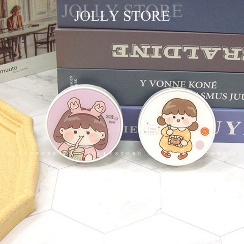 Khay gương bé tròn cute JOLLY đựng lens kèm dụng cụ đeo lens