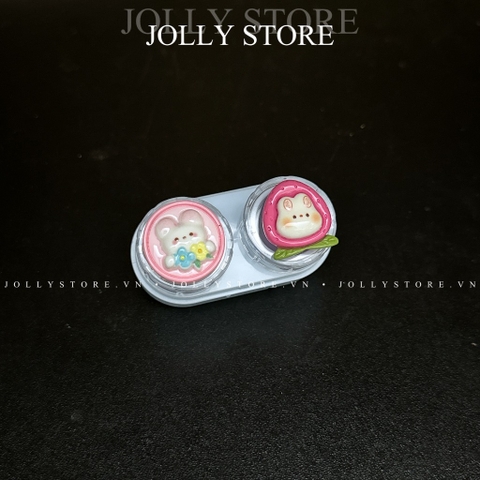 Khay đụng lens xinh xắn gán thú JOLLY kèm dụng cụ đeo