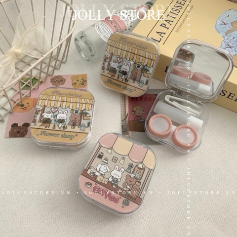 Khay gương đựng lens cute JOLLY kèm dụng cụ đeo