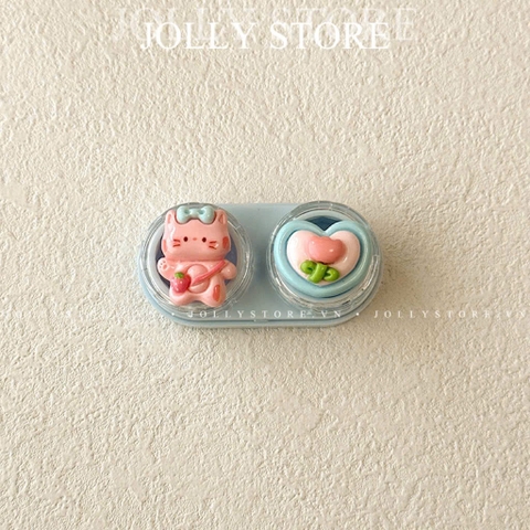 Khay đụng lens xinh xắn gán thú JOLLY kèm dụng cụ đeo
