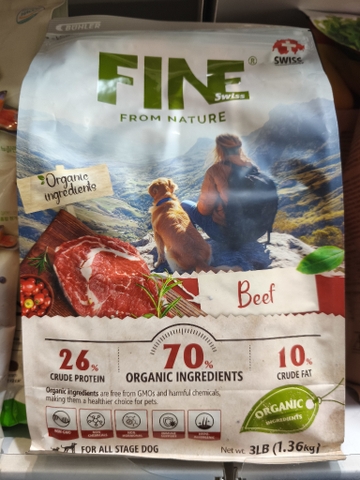 Fine Thức ăn hữu cơ cao cấp cho chó vị bò 1.36 kg