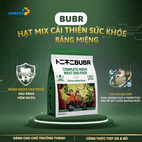 Thức ăn cho chó từ thịt tươi Bubr Công thức gà & thịt bò ( Chăm sóc răng miệng ) 1 kg