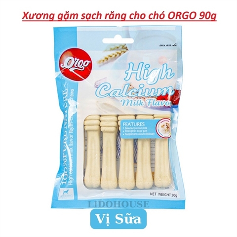 Xương gặm bàn chải Orgo High Calcium Milk vị sữa 90g