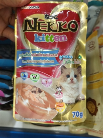 Nekko kitten creamy vị cá ngừ Mix cá hồi 70g