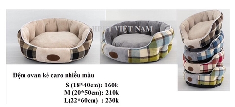 Đệm ovan kẻ caro nhiều màu sz M