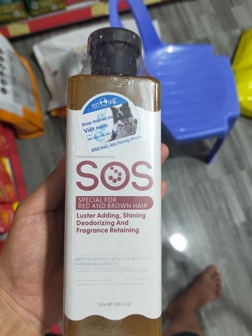 Sữa tắm SOS Chó/Mèo lông nâu đỏ 530ml nâu