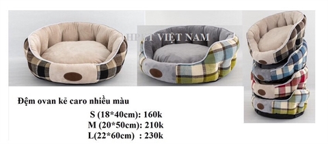 Đệm ovan kẻ caro nhiều màu sz S