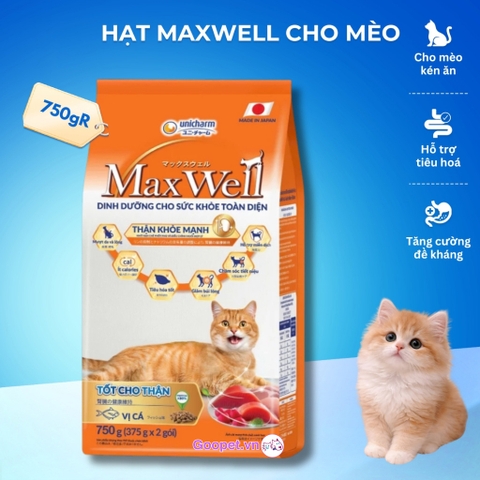 Hạt thức ăn Max Well Adult tốt cho thận vị cá 750g