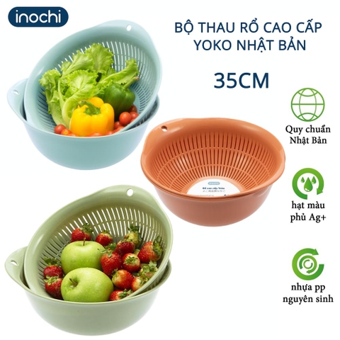 Bộ thau, rổ nhựa cao cấp Inochi Yoki 35cm