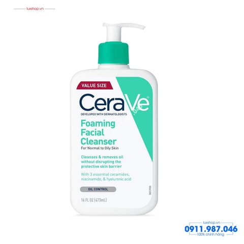 Sữa rửa mặt Cerave dành cho da dầu 473ml Pháp