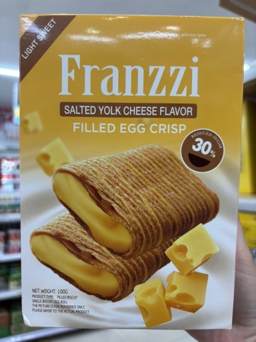 Bánh cuộn trứng giòn nhân vị phô mai lòng đỏ trứng muối Franzzi 100g