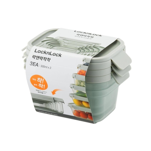Bộ 3 hộp BQTP LocknLock 500ml×3 LTN320S3