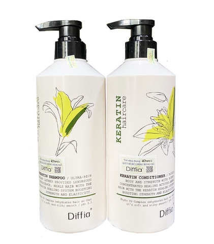Cặp Gội, xả Keratin Diffia phục hồi tái sinh tóc 758ml