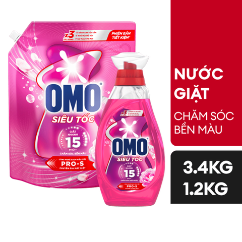 Nước giặt OMO siêu tốc chăm sóc bền màu 3,3L