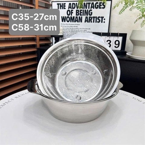 Bộ thau rổ inox Chockmen 25cm C35