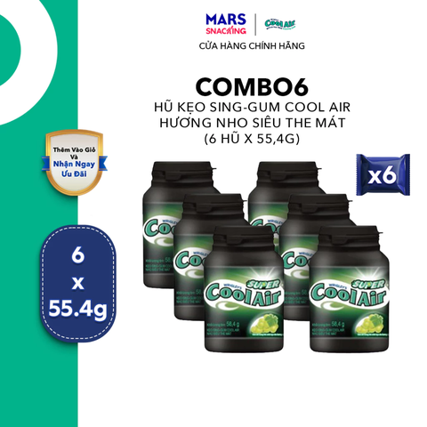 Kẹo singgum Cool Air hương nho siêu the mát 55,4g