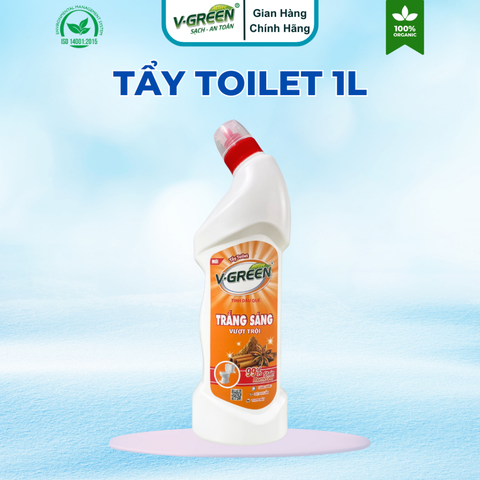 Tẩy toilet V-Green tinh dầu quế, trắng sáng vượt trội 1L
