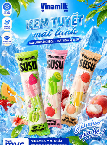 Kem tuyết dâu dưa lưới Susu Vinamilk 62g