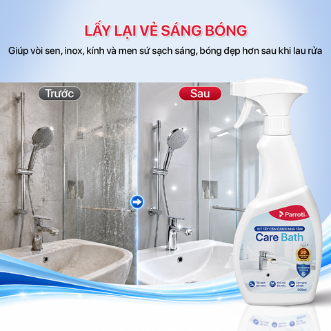 Chai xịt tẩy cặn canxi nhà tắm 500ml Parroti - CBFS0500