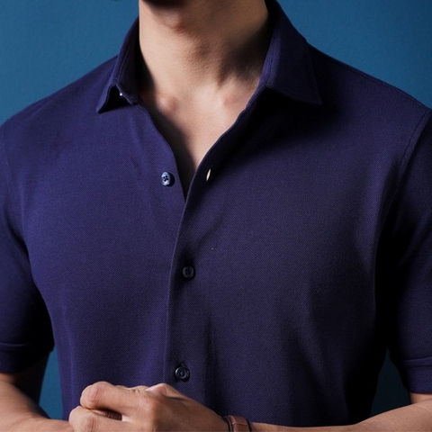 Silver Navy Cotton Nano Z Shirt