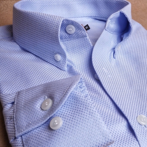 Light Blue Geometric Button Down Cotton Shirt