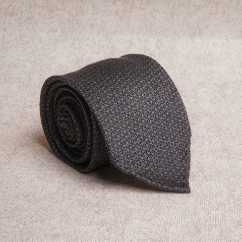 Full Handmade Texture Dark Grey Silk Wool Unlined Tie