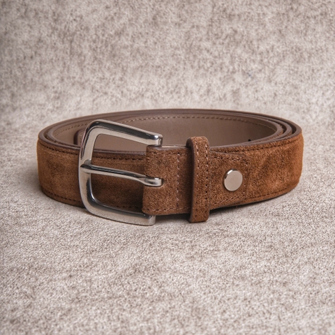 Tobacco Italian Suede Leather Belt