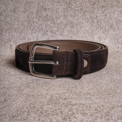Chocolate Italian Suede Leather Belt
