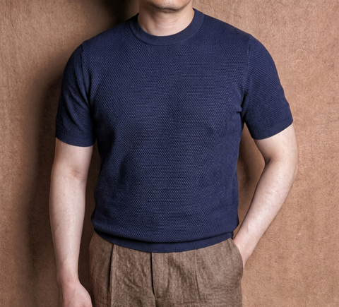 Pompei Navy Pure Cotton Knit Tee