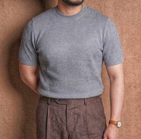 Pompei Grey Pure Cotton Knit Tee
