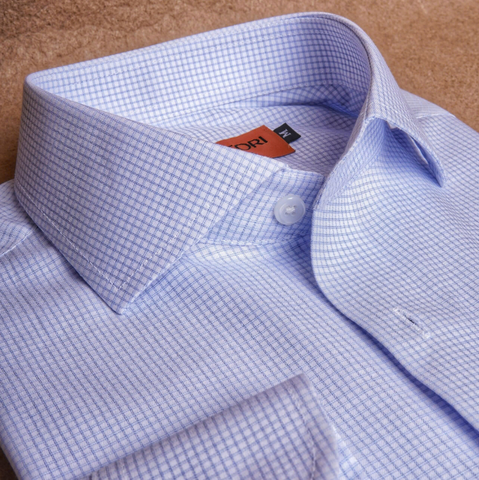 Sky Blue White Check Cotton Shirt