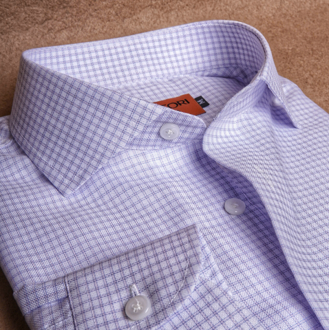 White Purple Casual Check Cotton Shirt