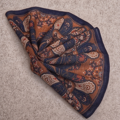 Sienna Paisley Artisan Wool Pocket Square