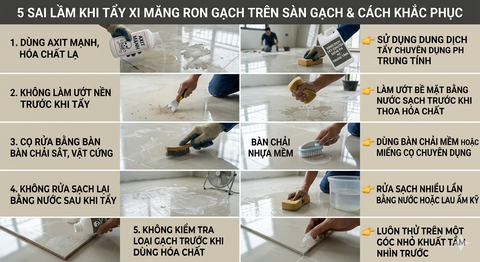 5 Sai Lầm Khi Tẩy Xi Măng Ron Gạch Trên Sàn Gạch & Cách Khắc Phục