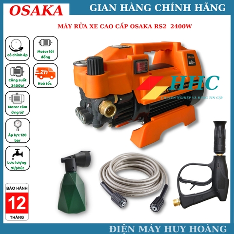 Máy rửa xe chỉnh áp 2400W 20MPA điện 220V OSAKA - RS2 _ dây đồng 100% _ hàng chính hãng _ bảo hành 12 tháng