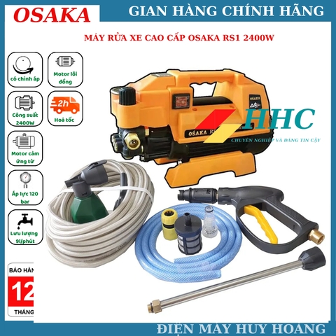 Máy xịt rửa xe cao áp Osaka RS1 - Màu cam - 2400W - Motor cảm ứng từ lõi đồng - Hàng chính hãng