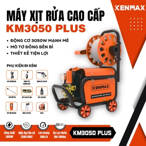 Máy rửa xe cao áp KENMAX 3050w Plus mẫu mới 2025 áp lực lên đến 200bar