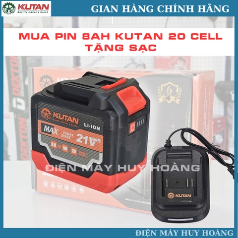 Combo Pin KUTAN 20CELL + Sạc KUATN 1.5Ah, Dung lượng 8Ah, Chân pin phổ thông, Vỏ ABS chống va đập, chống cháy