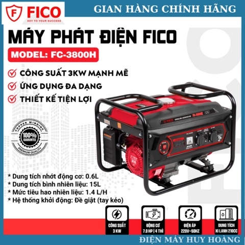 Máy Phát Điện FICO FC-3800H Công Suất 3000w Động Cơ Lõi Đồng 100% - Bảo Hành 12 Tháng