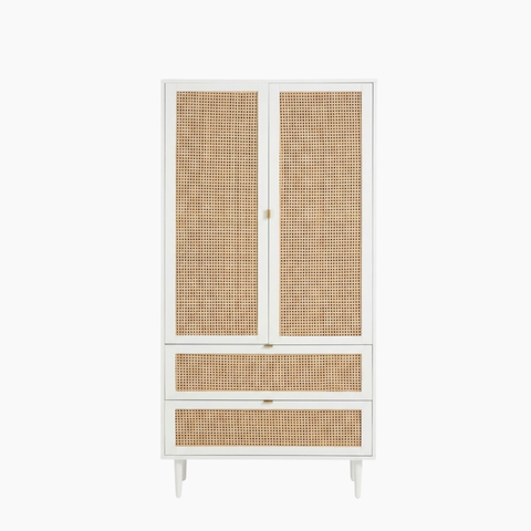 Tủ quần áo GALON HGF phối lưới mây tre, gỗ MDF phủ sơn 2K, 100x55x200cm, TQA017