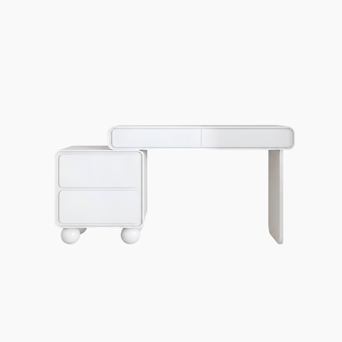 Bàn trang điểm BRUNA HGF chân tròn, gỗ MDF phủ sơn 2K, 160x40x75cm, BTD013