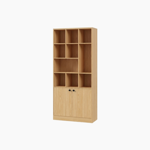 Kệ sách nhiều tầng ILA HGF 10 ngăn 2 cánh, gỗ MDF, 90x39x200cm, KS006