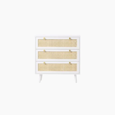 Tủ lưu trữ GALON HGF 3 hộc kéo, gỗ MDF phủ sơn 2K phối lưới mây tre, 80x40x90cm, TLT036