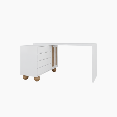 Bàn trang điểm BRUNA HGF chân tròn, gỗ MDF phủ sơn 2K, 120x40x75cm, BTD012