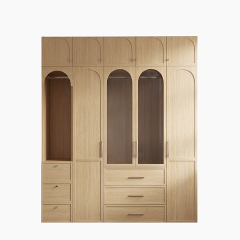 Tủ quần áo SUGOI HGF phối kính, gỗ MDF, 200x55x248cm, TQA011