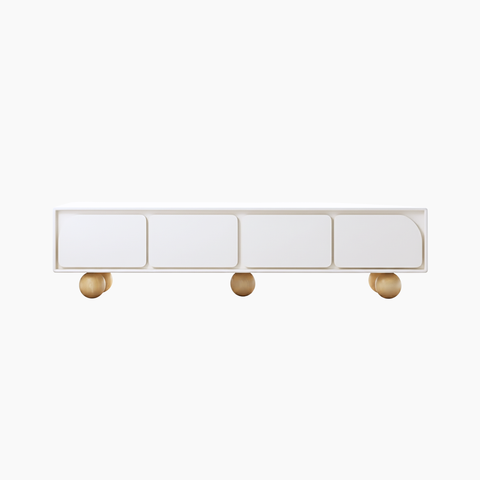 Tủ tivi BRUNA HGF 4 cánh bo cong, gỗ MDF phủ sơn 2K, 180x40x50cm, TTV028